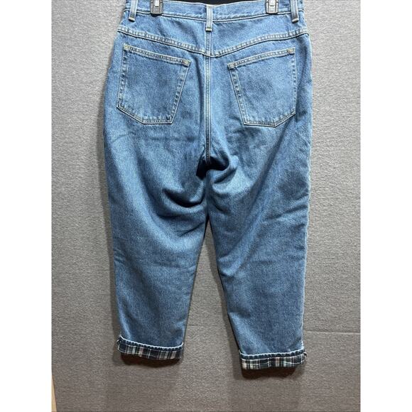 VTG L.L. Bean Original Fit/Relaxed Mom Jeans Blue Flannel Lined Plaid Size 14P - Picture 3 of 16